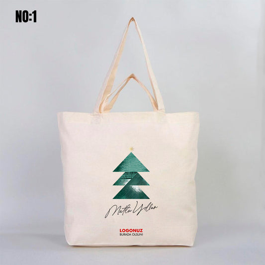 Bez Alışveriş Çantası 48x41x10cm Yılbaşı Baskılı (Özelleştirilebilir) - istecanta.com
