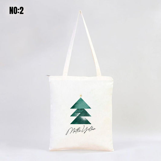 Fermuarlı Ham Bez Çanta 35x40 cm Yılbaşı Bez Çanta Baskılı (Özelleştirilebilir) - istecanta.com
