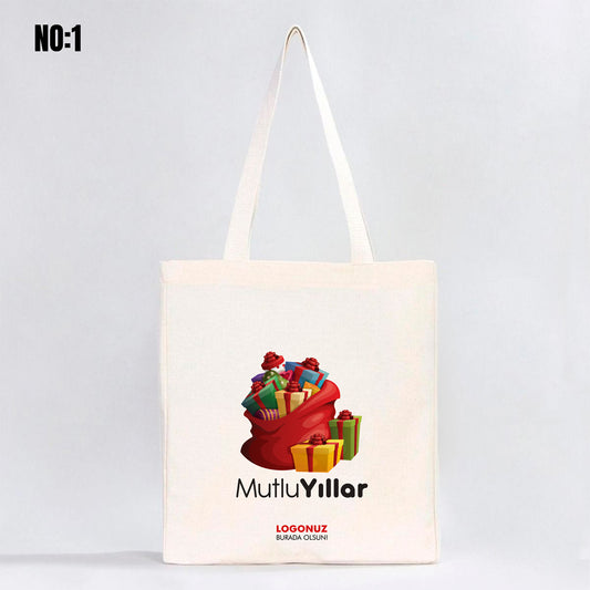 Yılbaşı Tam Körüklü Kanvas Çanta - 35x40x10 cm (Özelleştirilebilir) - istecanta.com