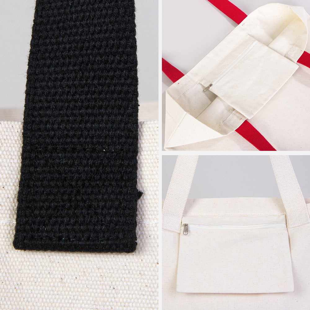 Kadınlar Günü Modern Kanvas Çanta - Dıştan Renkli Örgü Kulp 45x35x8 cm (Özelleştirilebilir) - istecanta.com