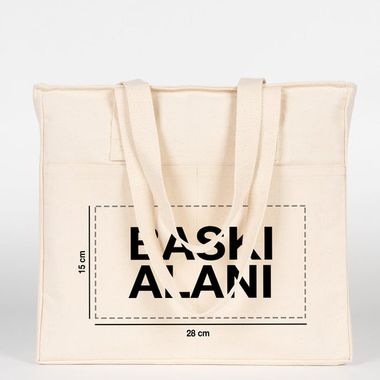 LUX Kanvas Çanta Ham Kulp, Fermuarlı- 40x35x10cm (Özelleştirilebilir) - istecanta.com