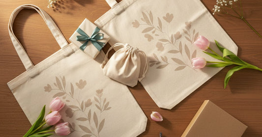 Kurumsal Anneler Günü hediyesi — logo baskılı bez çanta ve kese seti