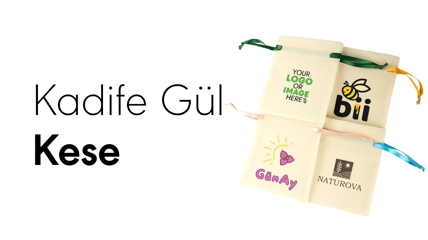 Kadife Gül Kese - Renkli İpli