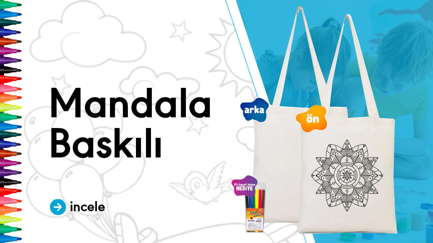 Mandala Baskılı Bez Çanta