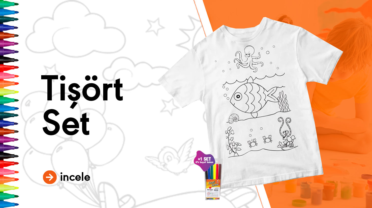 Boyanabilir Tişört Set