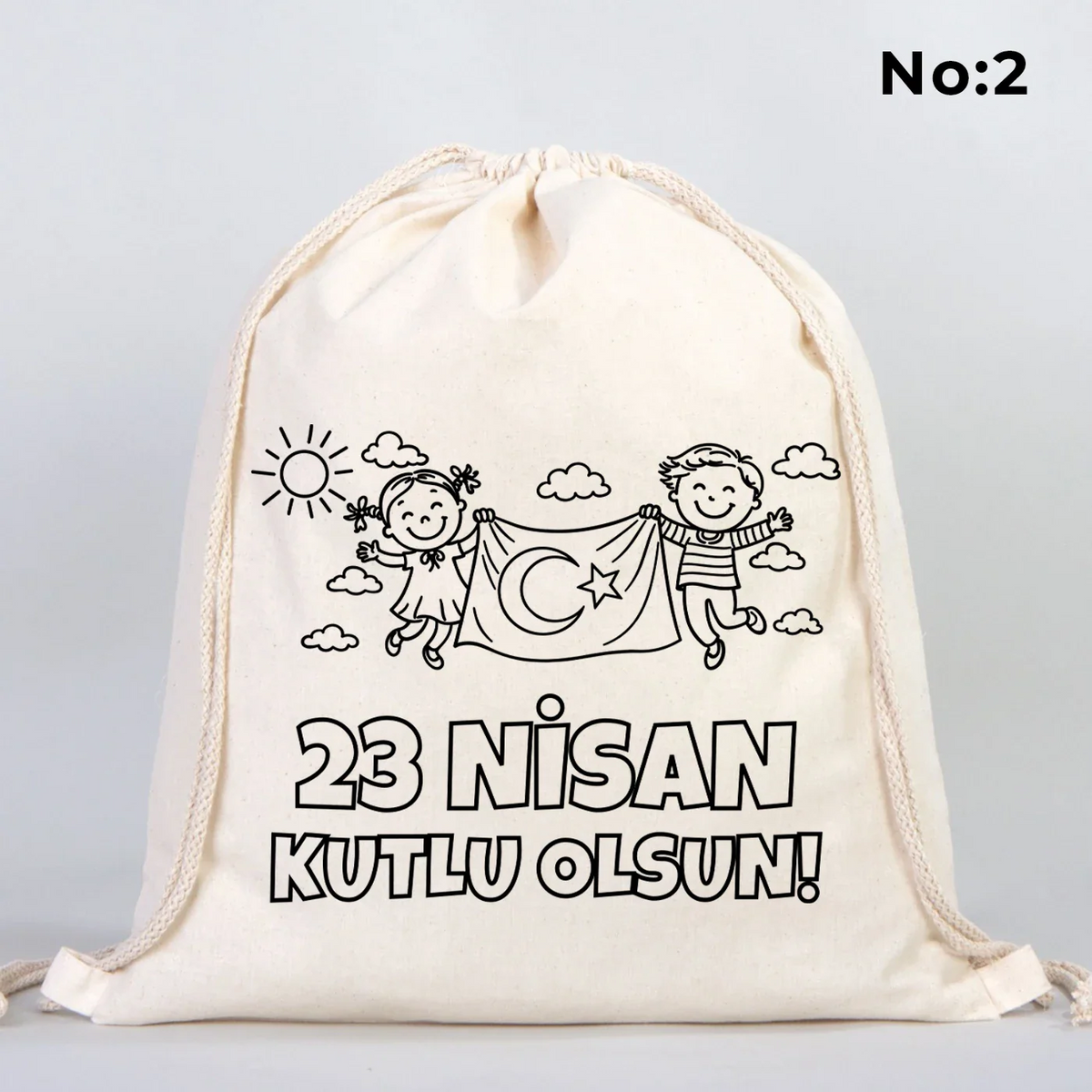 Boyanabilir 40x50 cm Ham Bez Büzgülü Sırt Çantası - 23 Nisan Hediyesi - detay görünüm