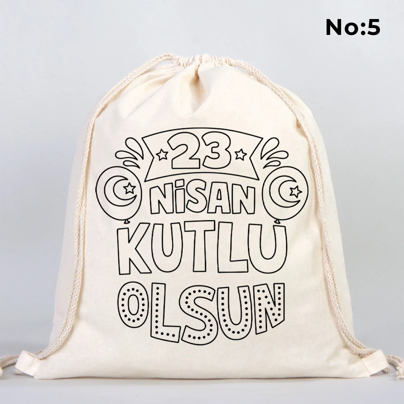 Boyanabilir 40x50 cm Ham Bez Büzgülü Sırt Çantası - 23 Nisan Hediyesi - farklı açı