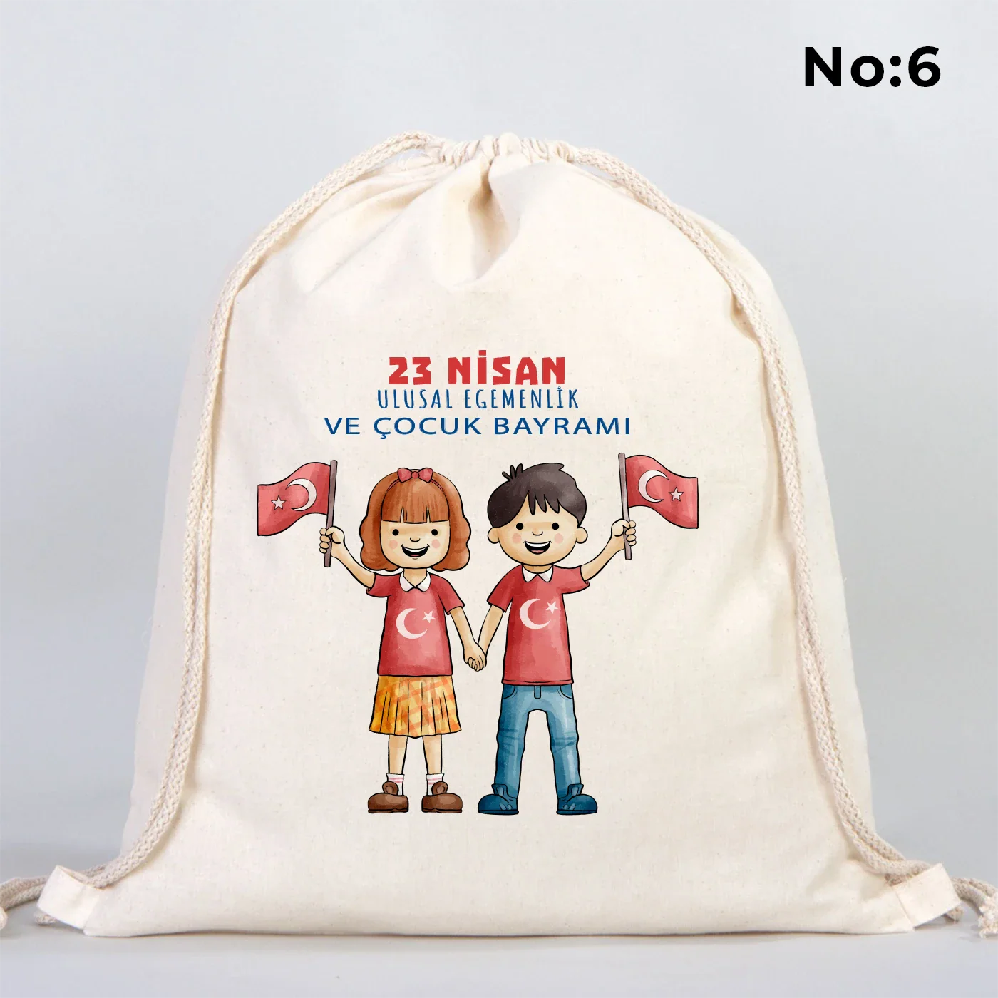40x50 cm Ham Bez Büzgülü Sırt Çantası - 23 Nisan Hediye - görsel 6