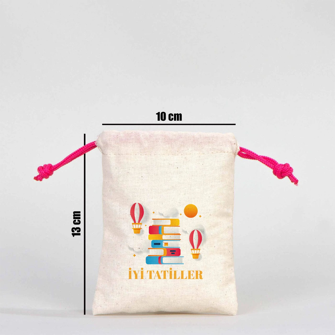 Karne Günü Hatıra Kesesi – Fuşya Büzgülü Pamuk 10×13 cm (Özelleştirilebilir)