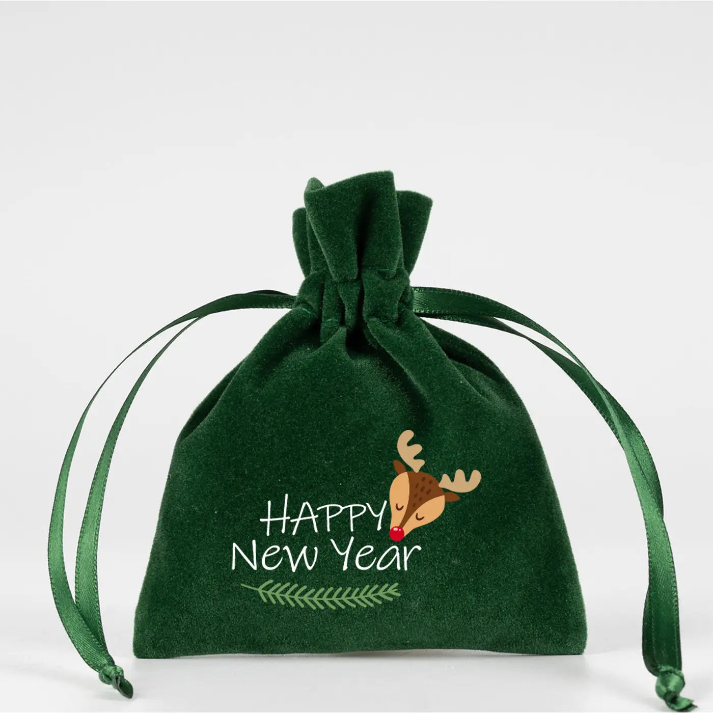 Yılbaşı Desenli Kadife Gül Kese 10x13 cm