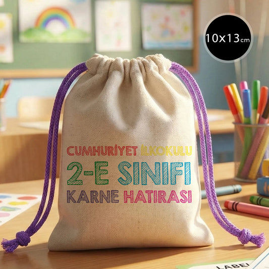 Karne Günü Hatıra Kesesi – Mor Büzgülü Pamuk 10×13 cm (Özelleştirilebilir)