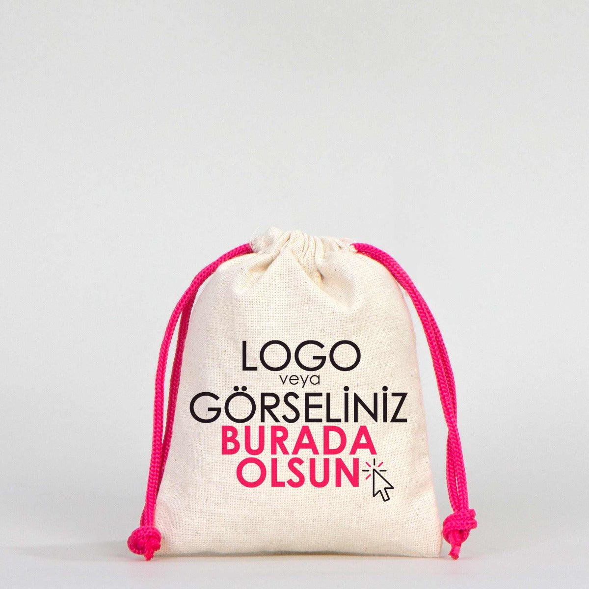 Karne Günü Hatıra Kesesi – Fuşya Büzgülü Pamuk 10×13 cm (Özelleştirilebilir)