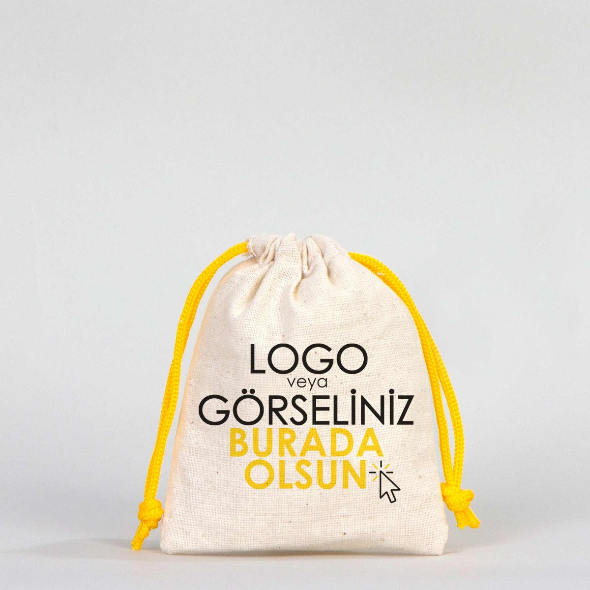 Karne Günü Hatıra Kesesi – Sarı Büzgülü Pamuk 10×13 cm (Özelleştirilebilir)