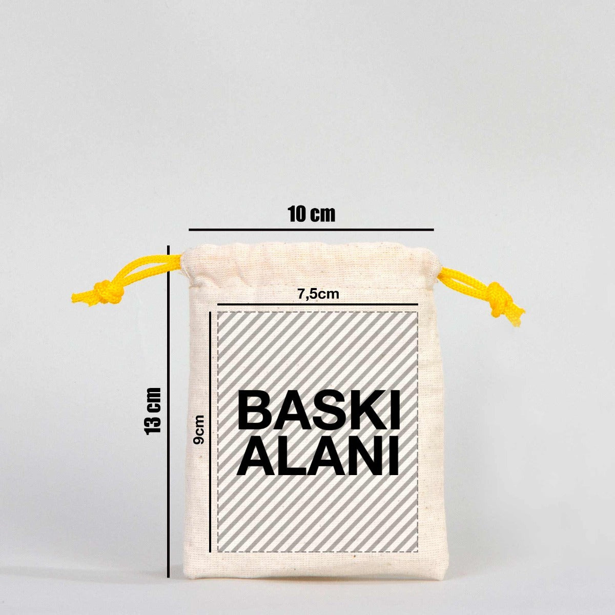 Karne Günü Hatıra Kesesi – Sarı Büzgülü Pamuk 10×13 cm (Özelleştirilebilir)
