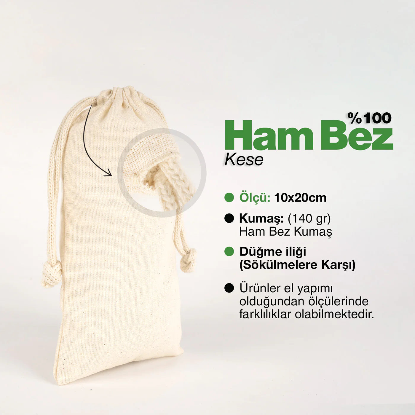 Bez Kese 10 x 20 cm (Özelleştirebilir)