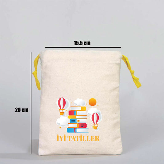 Ham Bez Karne Günü Kesesi – Sarı Büzgülü Pamuk 15,5×20 cm (Özelleştirilebilir)