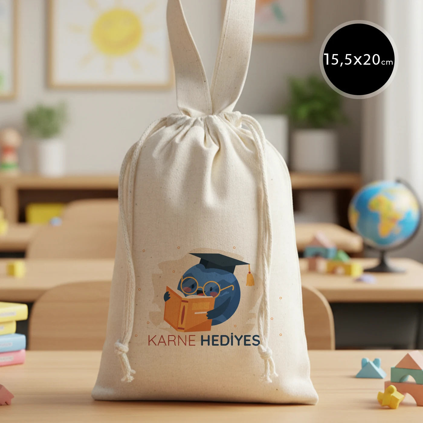 Karne Günü Bez Kese – 15,5 × 20 cm Tek Tutma Kısa Kulp (Özelleştirilebilir)