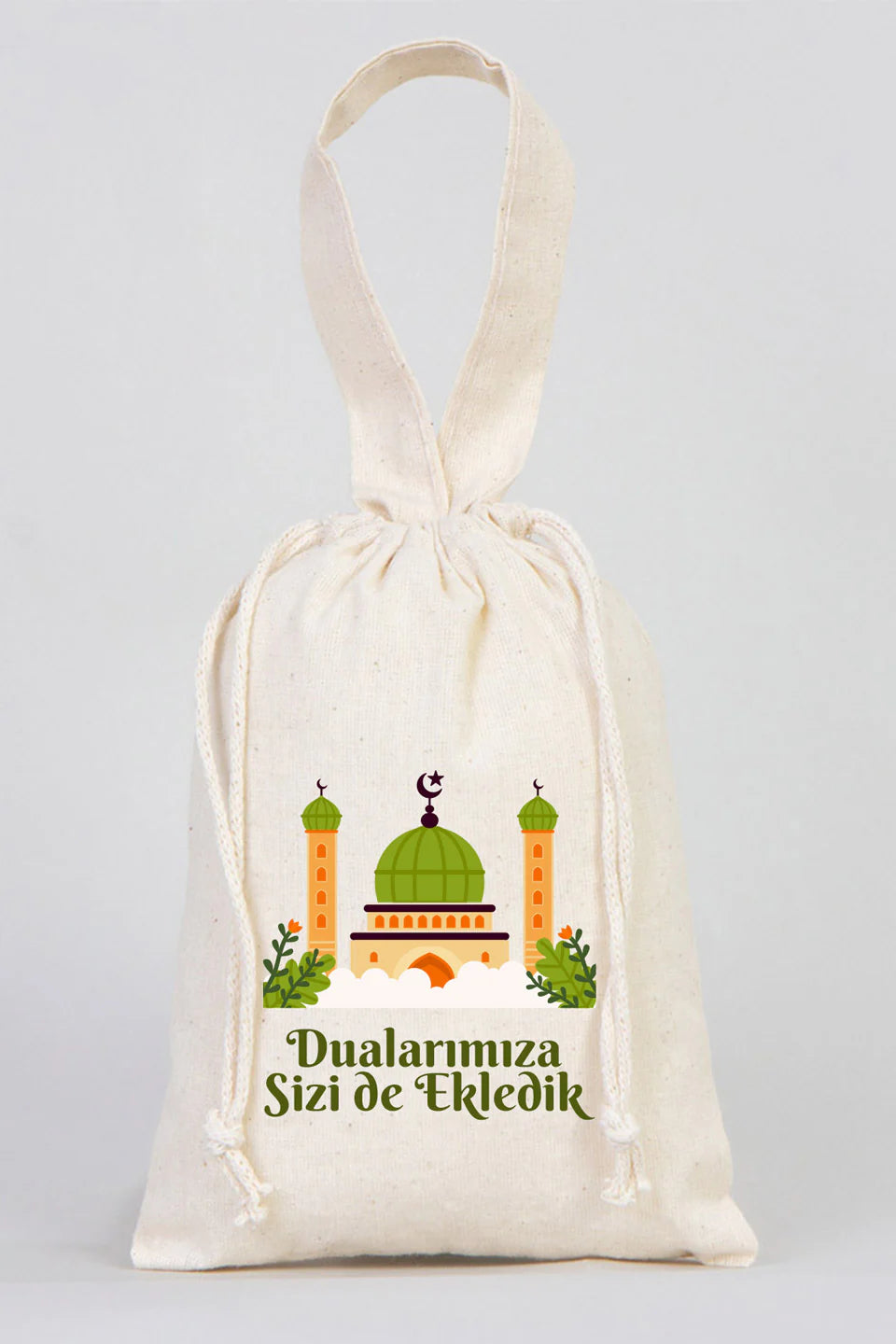Hac ve Umre Hediyelik Ham Bez Çanta | 15x20 cm Kabe-i Muazzama’dan Selam ve D... - detay görünüm