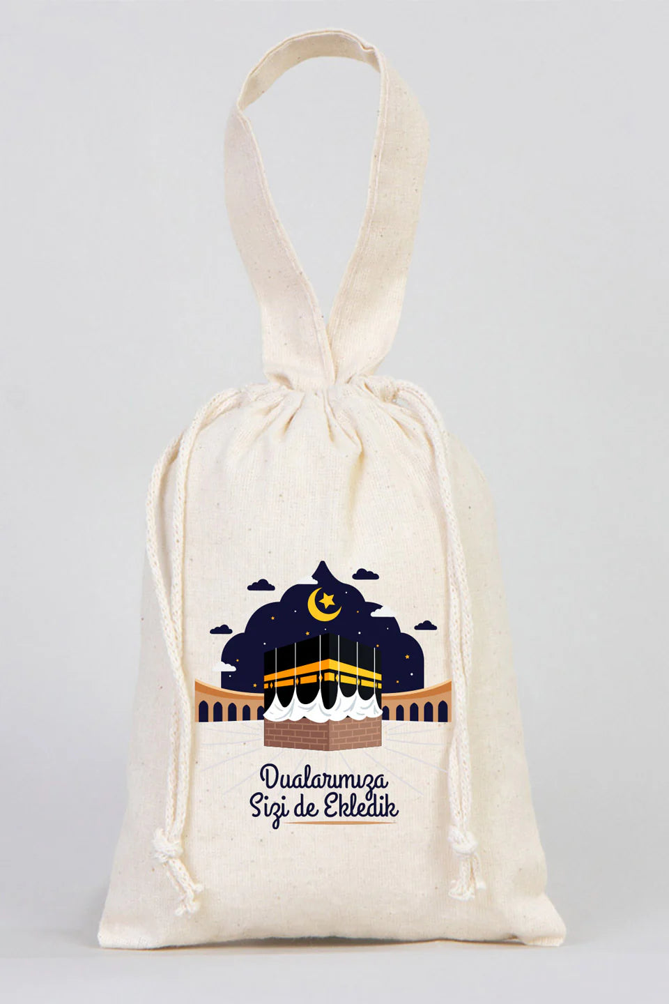 15x20 cm Dualarımıza Sizi de Ekledik | Hac ve Umre Hediyelik Bez Kese Tek Tut... - detay görünüm