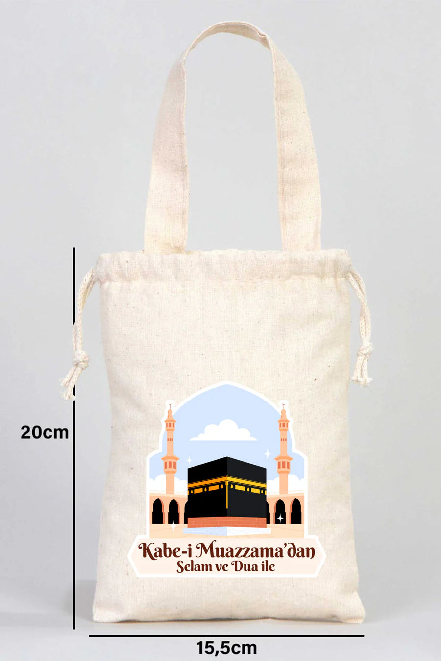 15x20 cm Kabe-i Muazzama’dan Selam ve Dua ile | Hac ve Umre Hediyelik Bez Kes... - yakın çekim