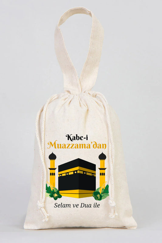 15x20 cm Kabe-i Muazzama’dan Selam ve Dua ile | Hac ve Umre Hediyelik Bez Kes... - detay görünüm