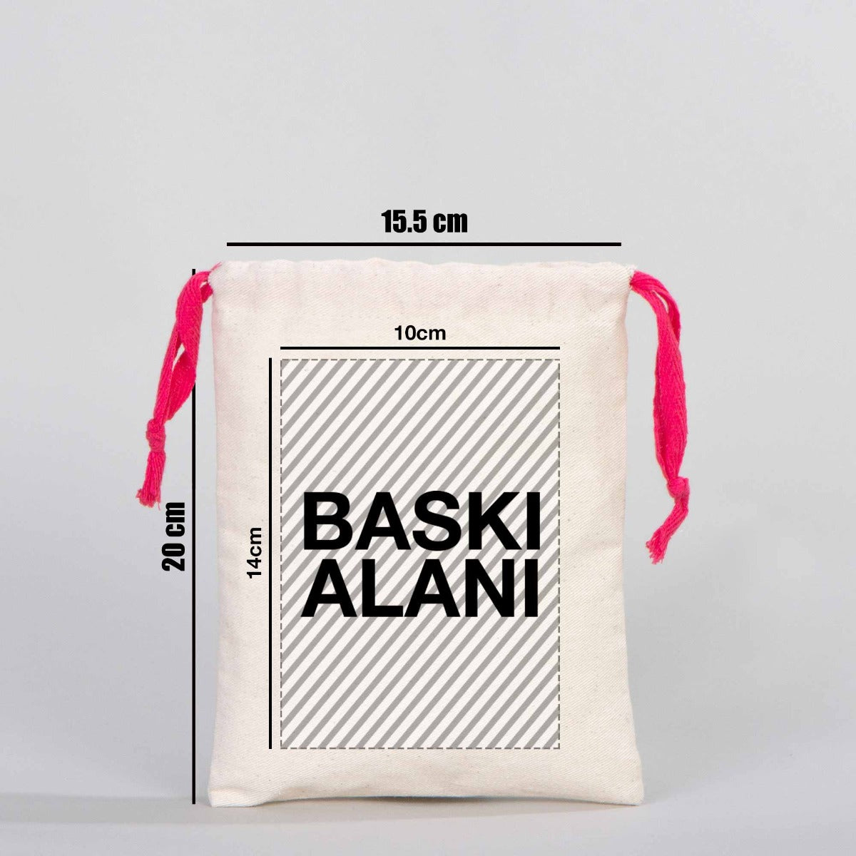 Ham Bez Karne Günü Kesesi – Fuşya Büzgülü Pamuk 15,5×20 cm (Özelleştirilebilir)