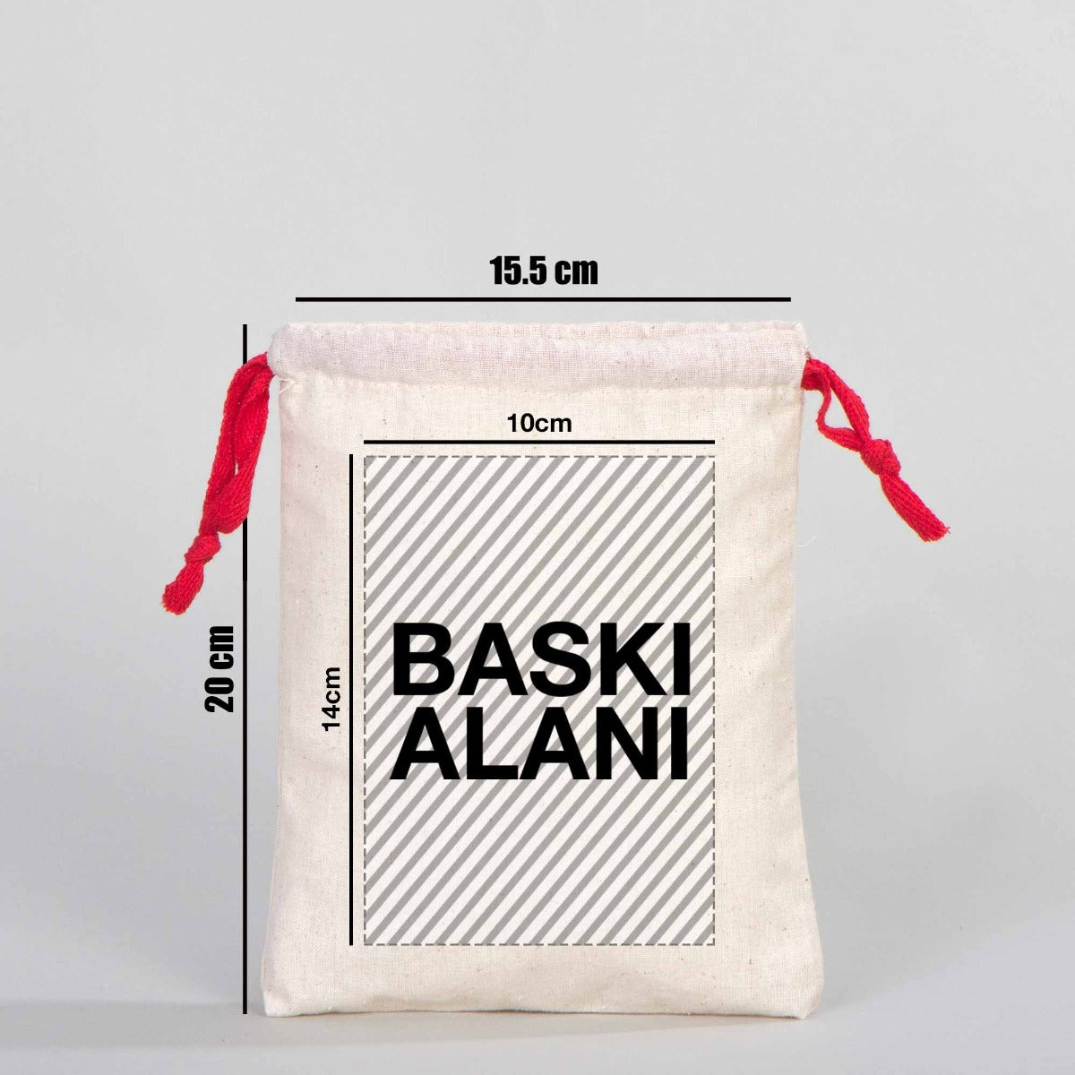Ham Bez Karne Günü Kesesi – Kırmızı Büzgülü Pamuk 15,5×20 cm (Özelleştirilebilir)