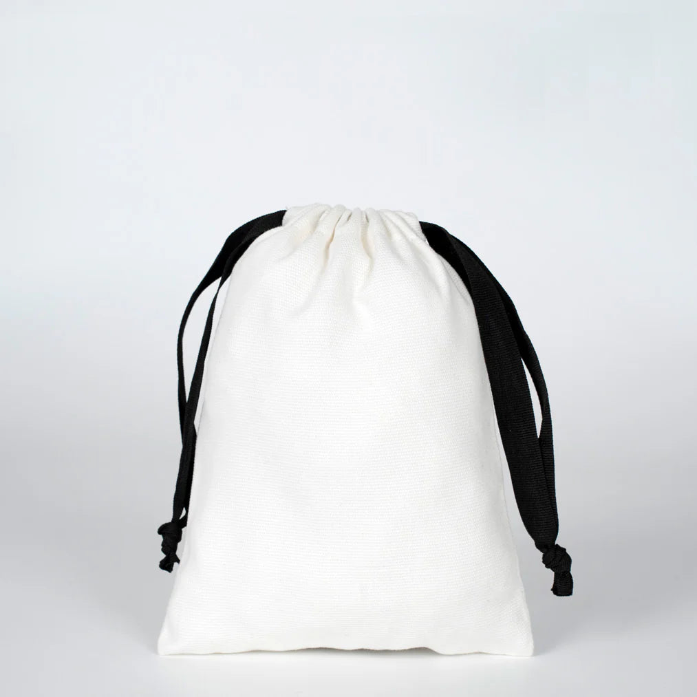 15x20 cm Beyaz Panama Siyah İpli Bez Kese - Kadınlar Günü Hediyesi