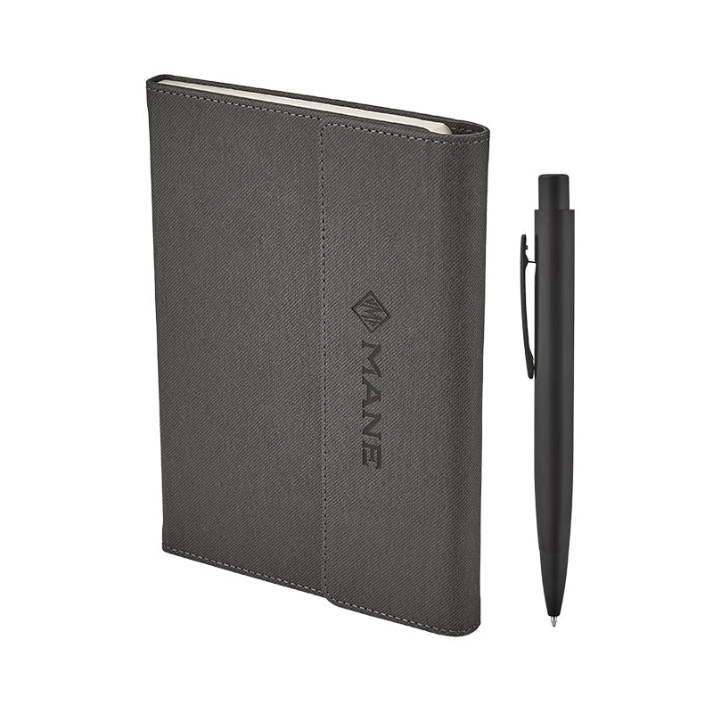 Siyah Hediyelik Set - Termo Deri Defter & Kalem Kombini 2424-K