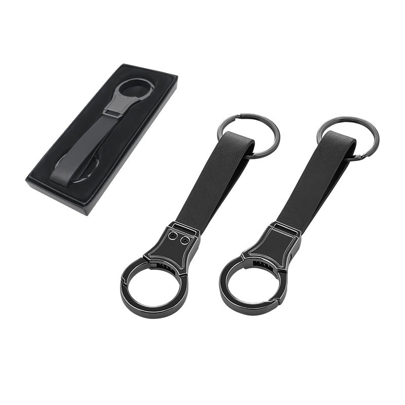 Siyah Metal Deri Askılı Anahtarlık — 0,7 × 0,7 mm Baskı Alanı