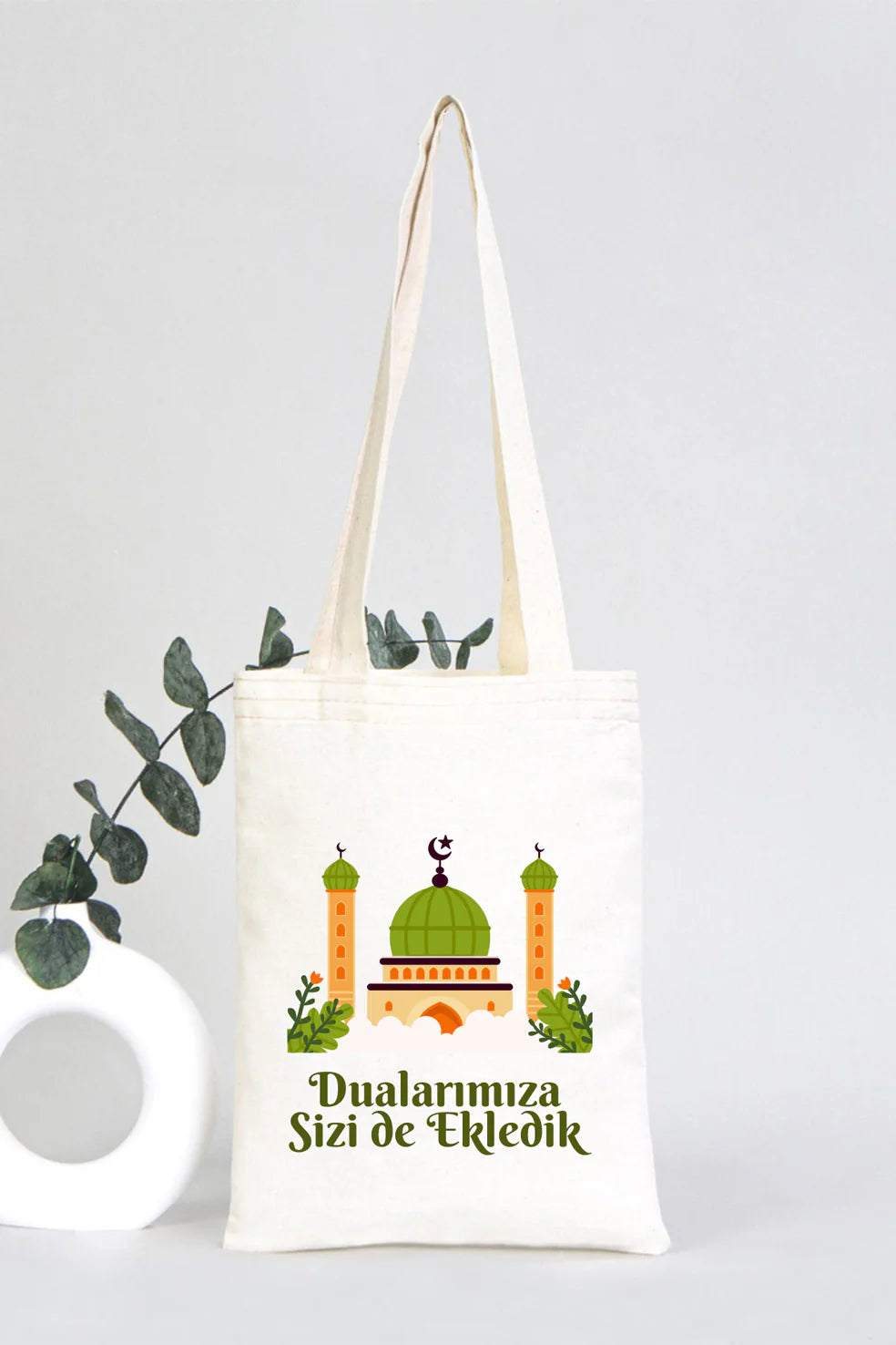 Hac ve Umre Hediyelik Ham Bez Çanta | 20x25 cm Kabe-i Muazzama’dan Selam ve D... - detay görünüm