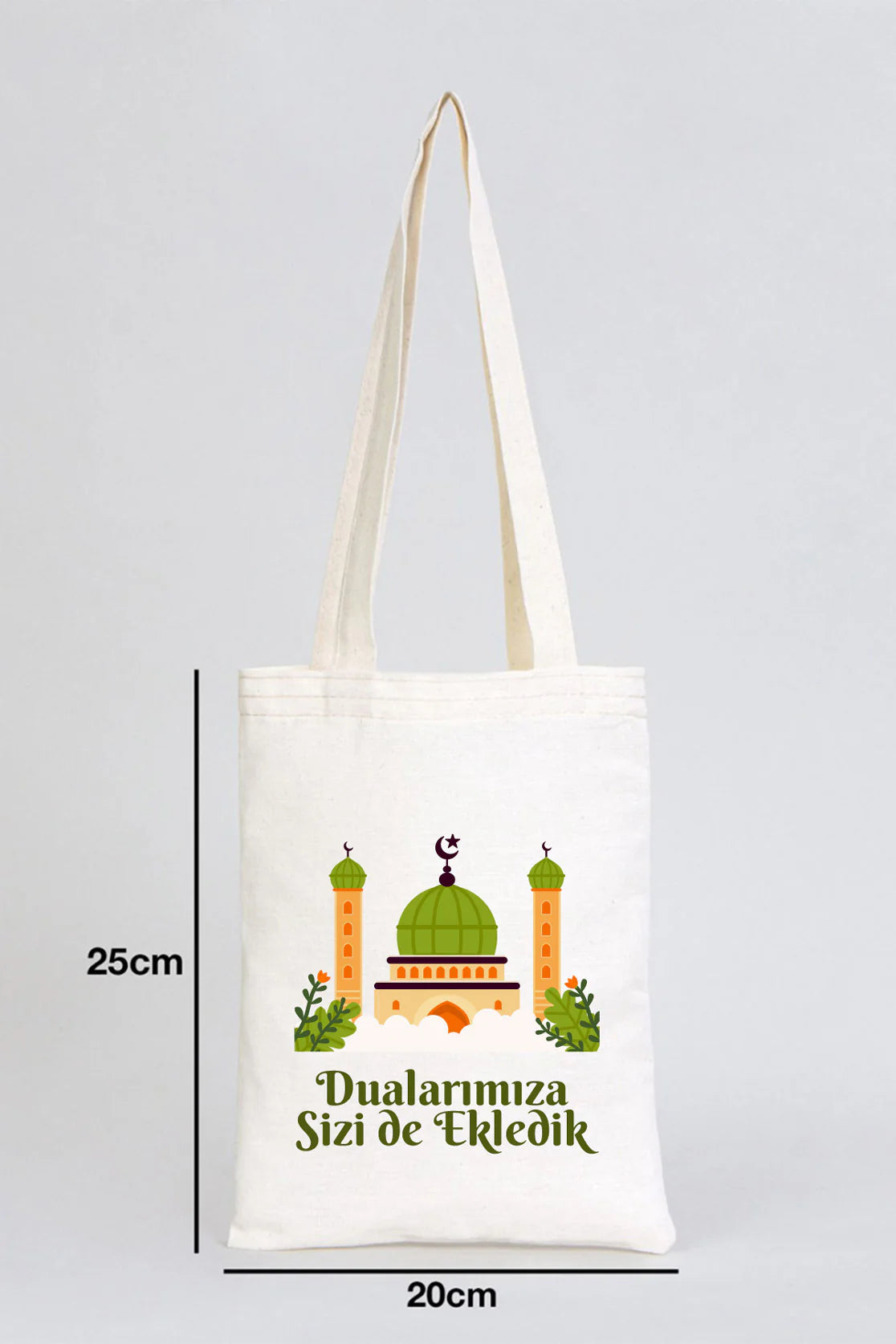 Hac ve Umre Hediyelik Ham Bez Çanta | 20x25 cm Kabe-i Muazzama’dan Selam ve D... - yakın çekim