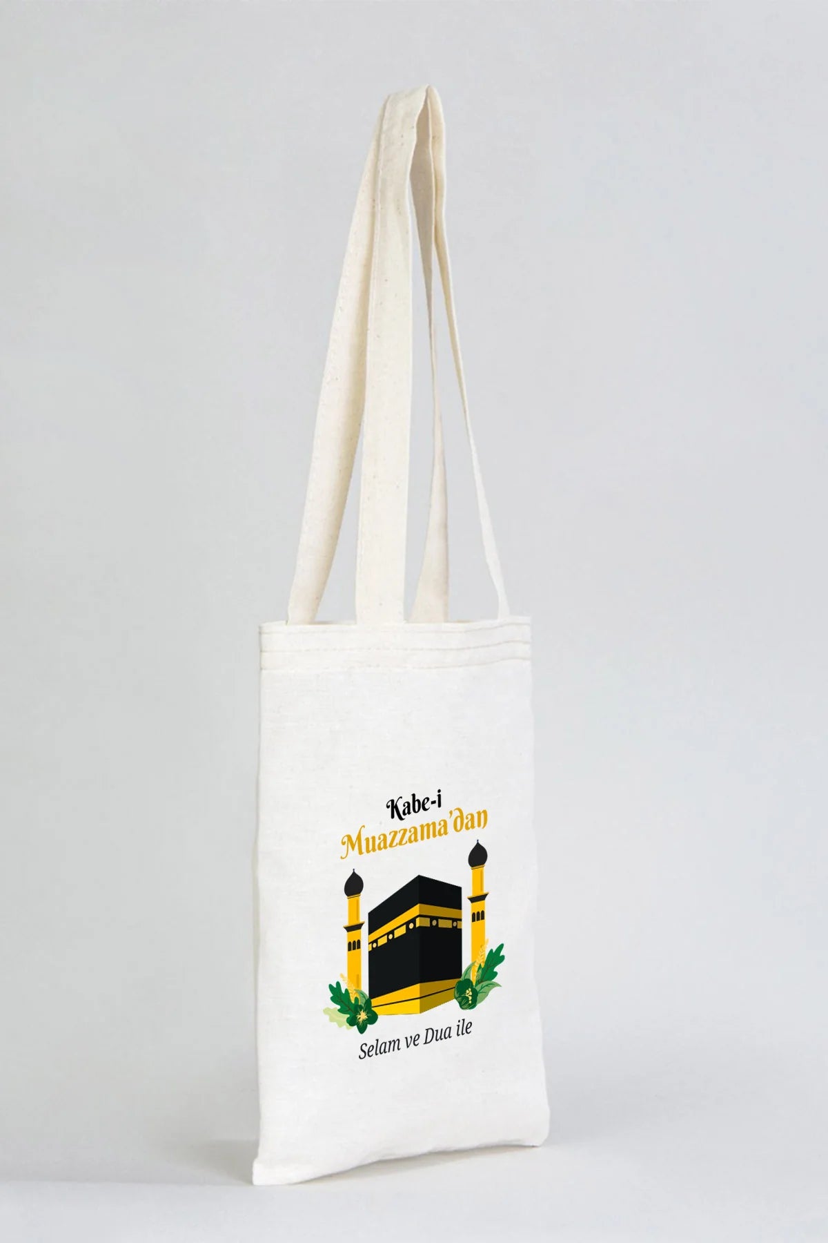 20x25 cm Dualarımıza Sizi de Ekledik | Hac ve Umre Hediyelik Ham Bez Çanta - kullanım örneği