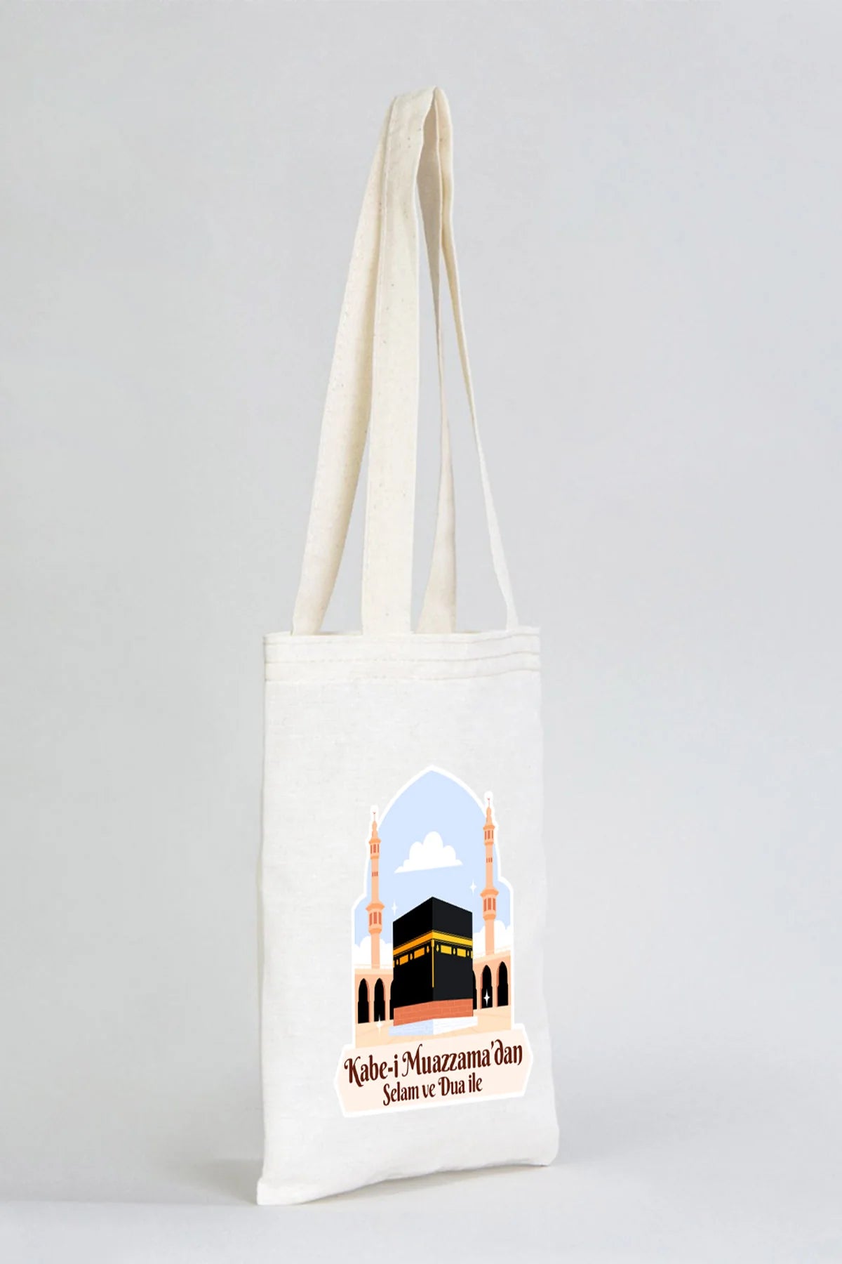 20x25 cm Dualarımıza Sizi de Ekledik | Hac ve Umre Hediyelik Ham Bez Çanta - kullanım örneği