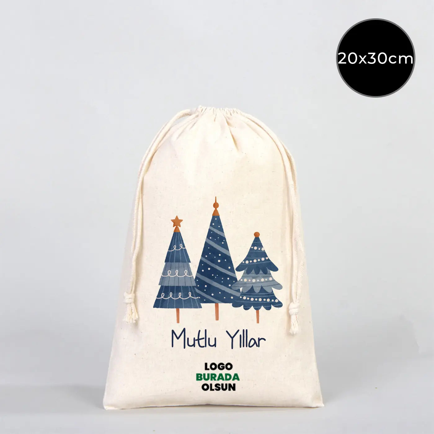 Yılbaşı Özel Desenli Bez Kese 20 x 30 cm (Özelleştirebilir)