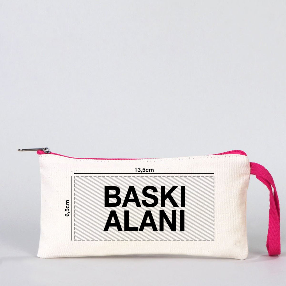 Karne Günü Baskılı Bez Kalemlik – Fuşya Fermuarlı