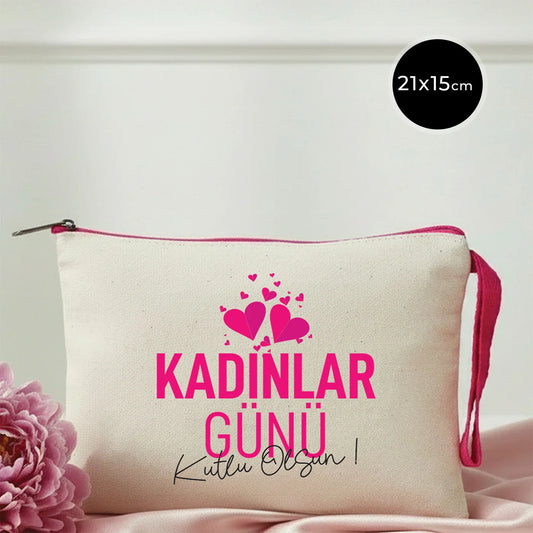 21x15 cm Fuşya Fermuarlı - Kadınlar Günü Hediyesi