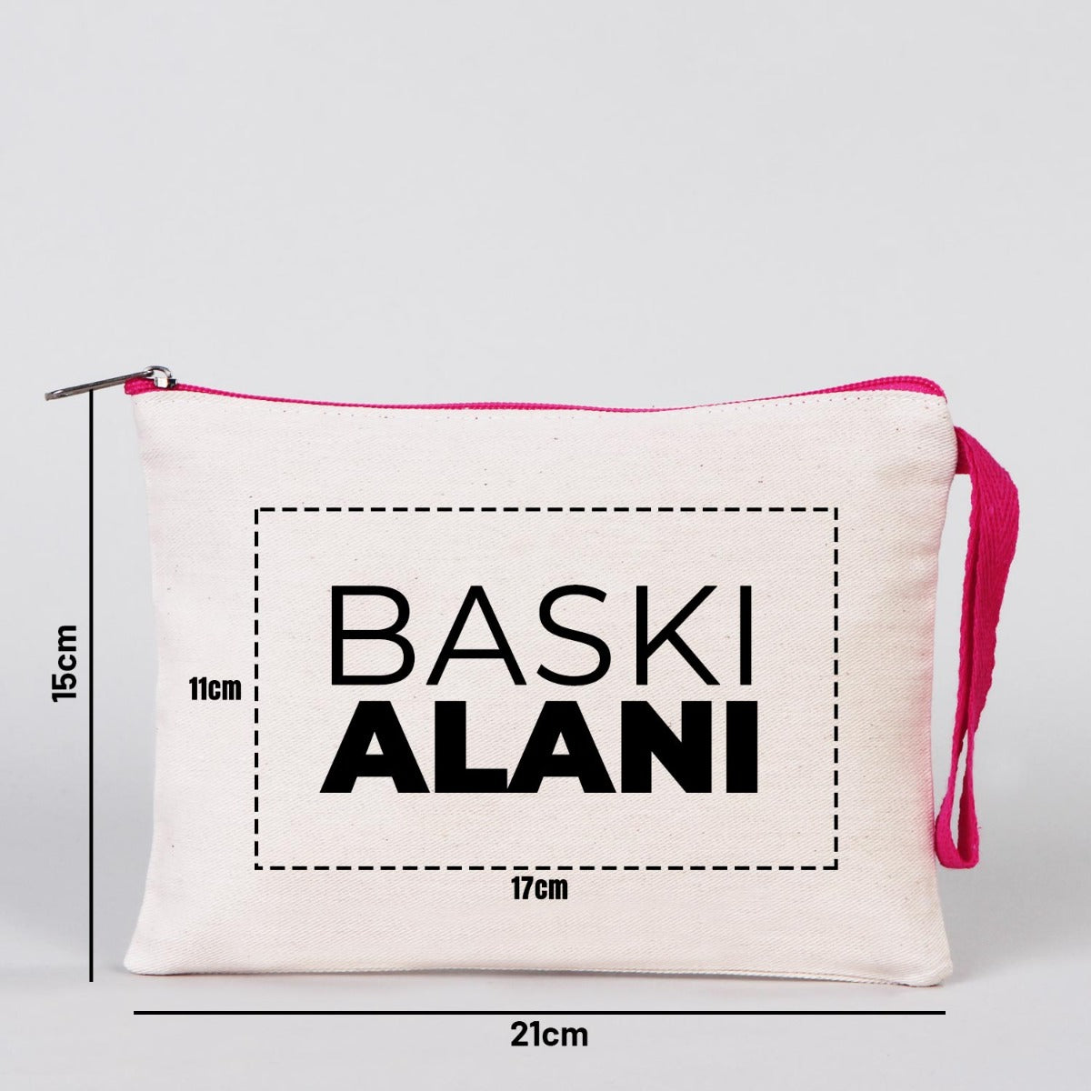 Karne Günü Desenli Clutch – Fuşya Fermuarlı 21×15 cm (Özelleştirilebilir)
