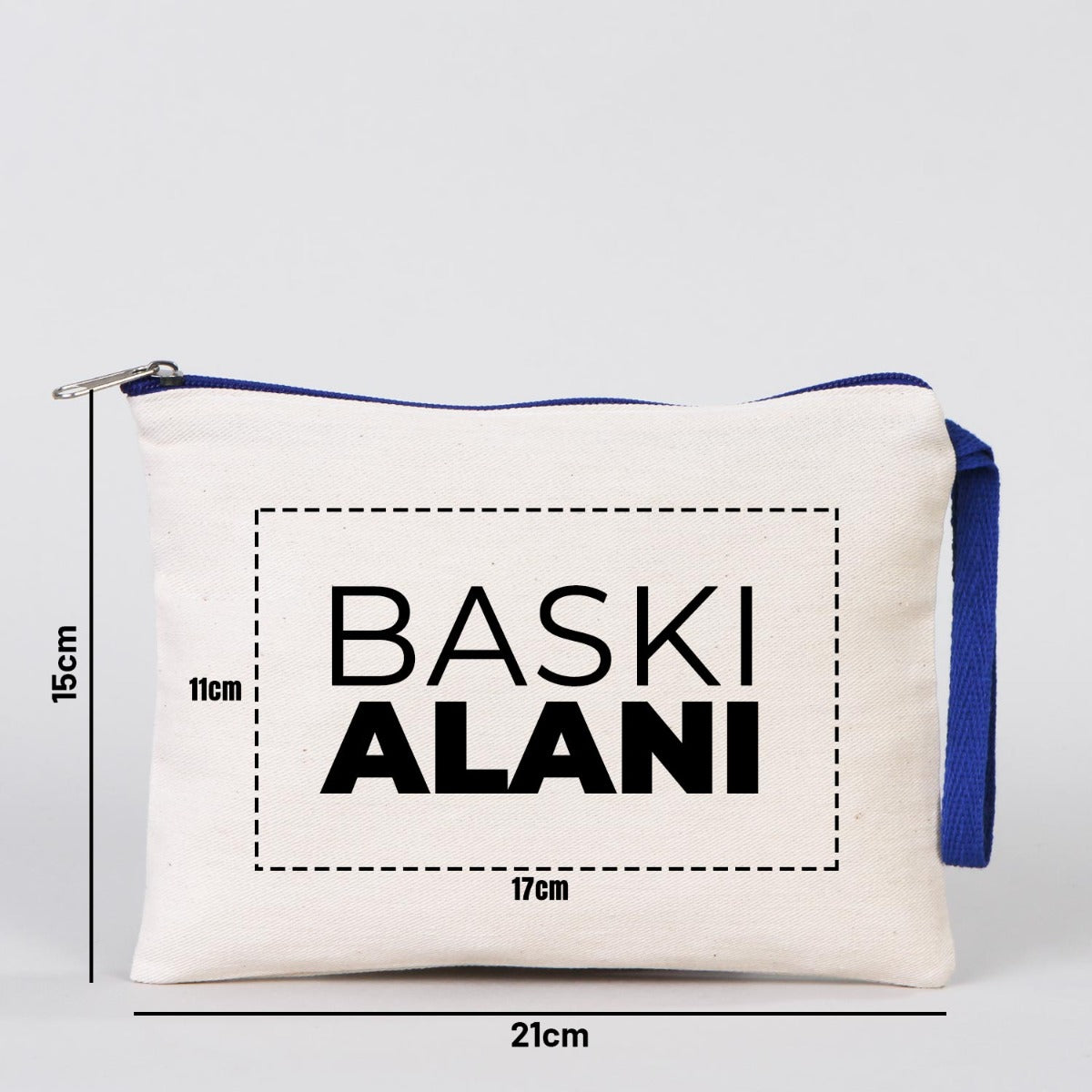 Karne Günü Desenli Clutch –  Saks Mavisi Fermuarlı 21×15 cm (Özelleştirilebilir)