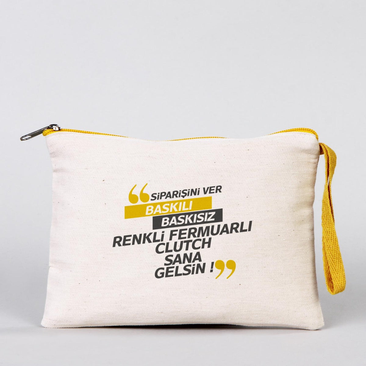 Karne Günü Desenli Clutch – Sarı 21×15 cm (Özelleştirilebilir)