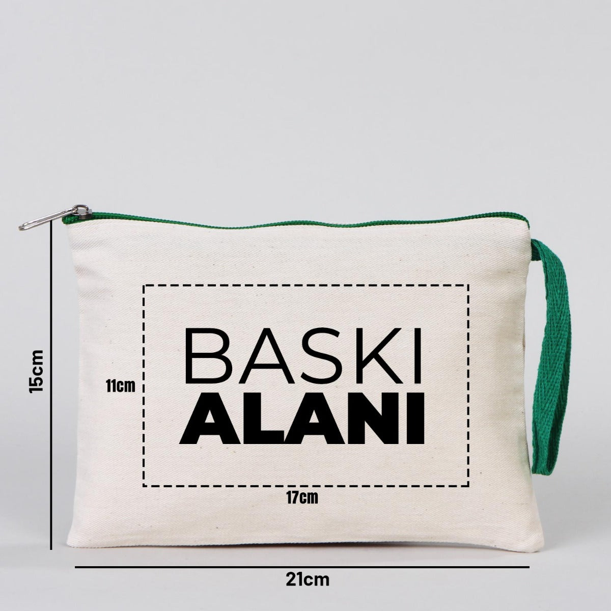 Karne Günü Desenli Clutch –  Yeşil Fermuarlı 21×15 cm (Özelleştirilebilir)