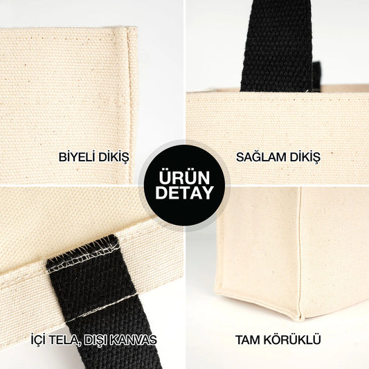 Stone Kanvas  Çanta 22x25x10 cm ( Küçük Boy)  – %100 Pamuk, El Dikimi ( Özelleştiirlebilir)