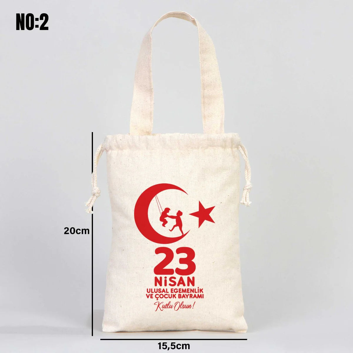 23 Nisan Bez Kese Tek Tutma Kısa Kulp - 15,5 x 20 cm (Özelleştirebilir) - yakın çekim