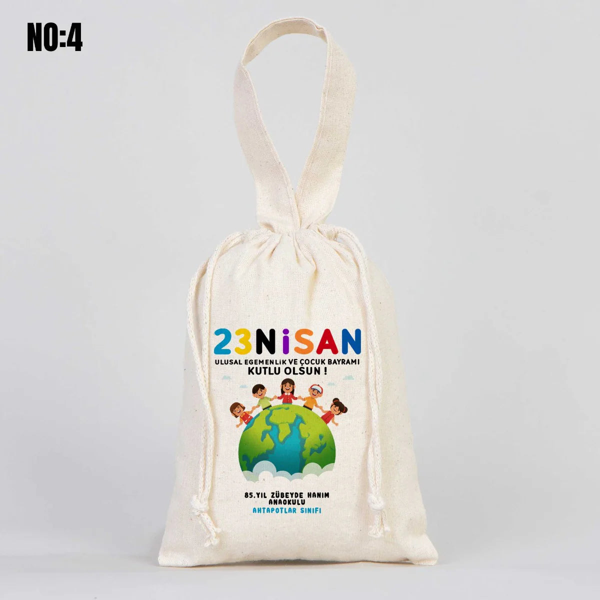 23 Nisan Bez Kese Tek Tutma Kısa Kulp - 15,5 x 20 cm (Özelleştirebilir) - farklı açı