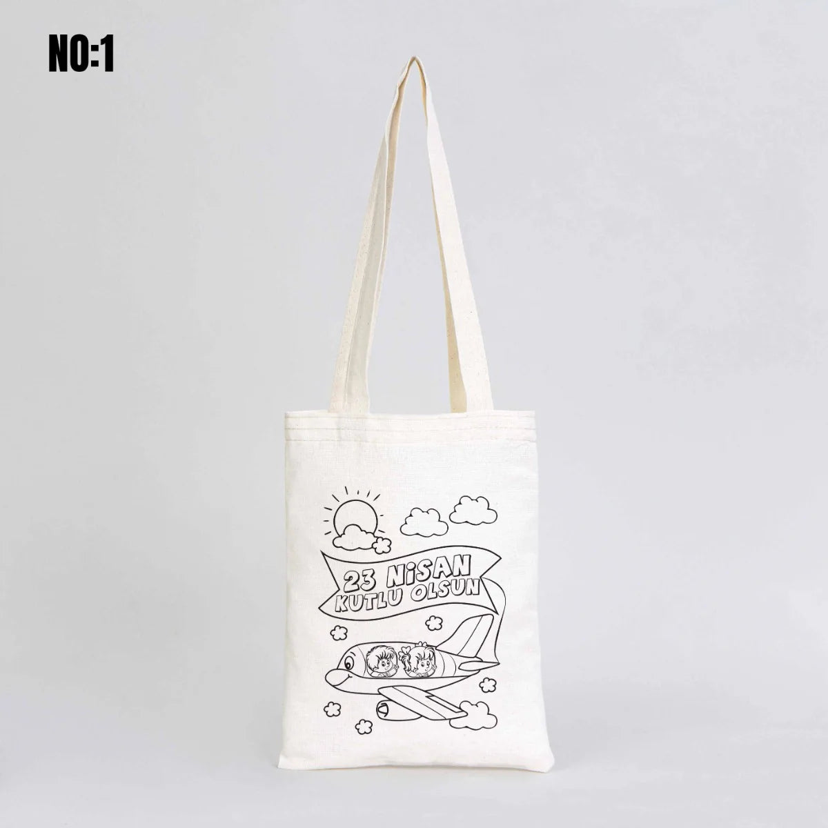 Boyanabilir 20x25 cm Ham Bez Kitap Çanta - 23 Nisan Hediyesi