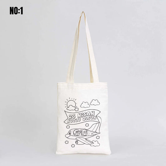 Boyanabilir 20x25 cm Ham Bez Kitap Çanta - 23 Nisan Hediyesi