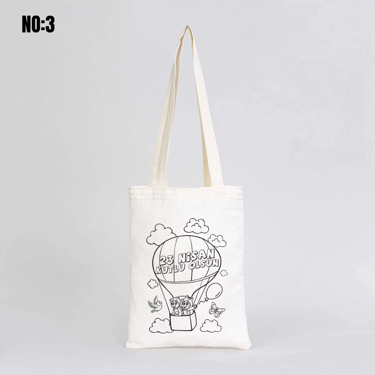 Boyanabilir 20x25 cm Ham Bez Kitap Çanta - 23 Nisan Hediyesi - yakın çekim
