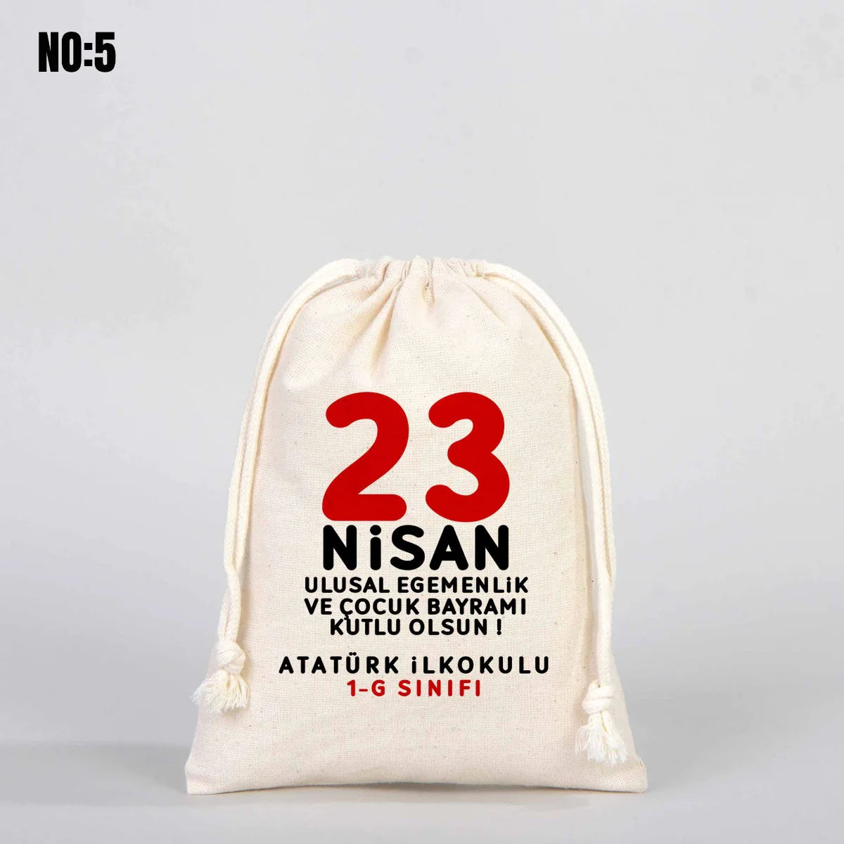 23 Nisan Hediyelikleri Ham Bez Kese - 15x20 cm (Özelleştirilebilir) - farklı açı