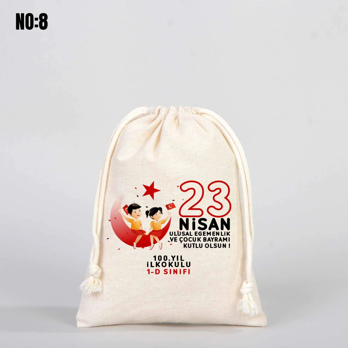 23 Nisan Hediyelikleri Ham Bez Kese - 15x20 cm (Özelleştirilebilir) - görsel 8