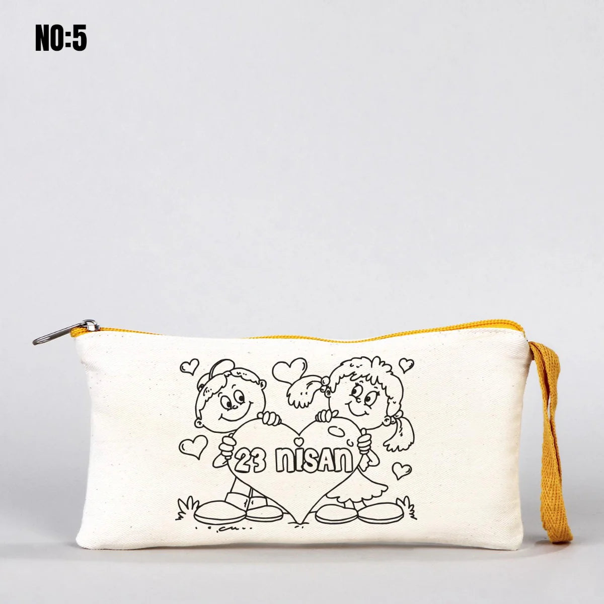 Boyanabilir 21x10 cm Renkli Fermuarlı Gabardin Kalemlik - 23 Nisan Hediyesi - farklı açı